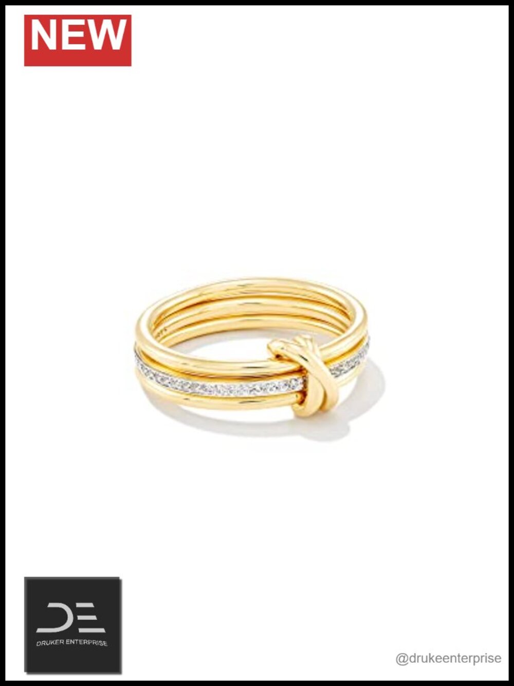 Kendra Scott Tia Band Ring 18K Gold Vermeil White Sapphire Size 5